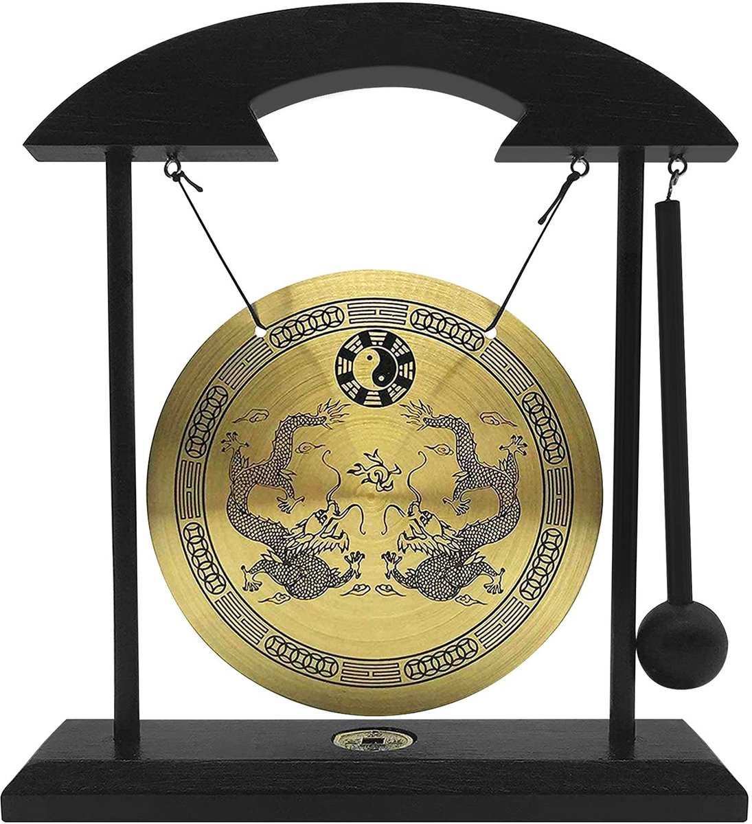 Dailygoods - Chinese Tafelgong met Houten Voet voor Meditatie