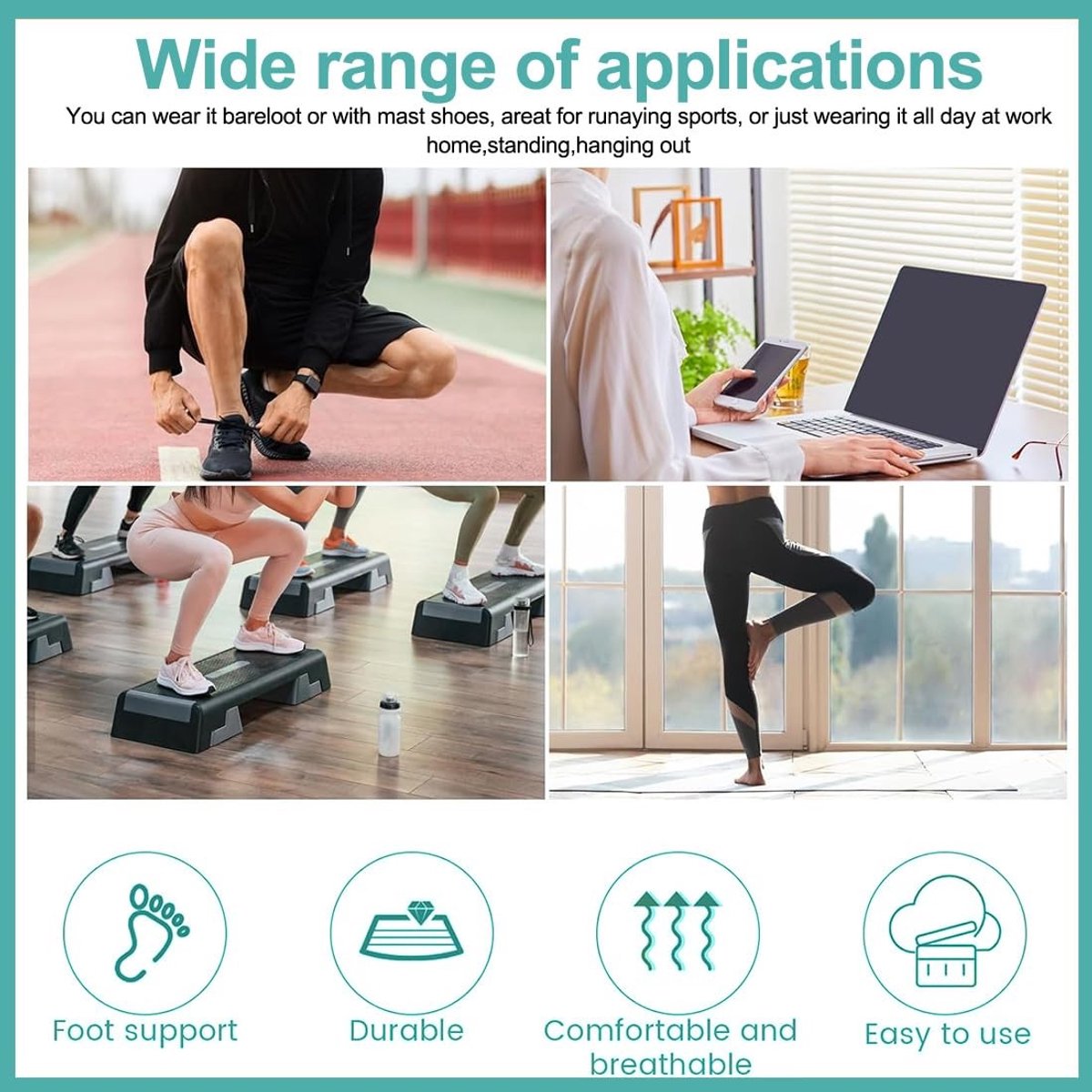 Dailygoods- Voetboogbandage 2-delig - Verstelbare Middenvoetbandage - Plantar Fasciitis Bandage - Voetboogpijn Verlichting - Ademend en Comfortabel - Drukvermindering Kussen - Voetbandage