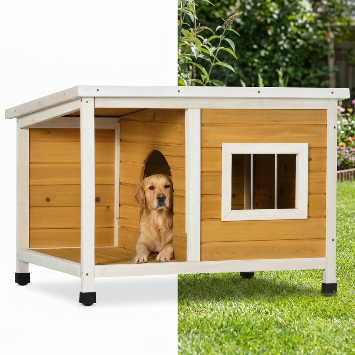 Hondenhok - Buiten - Bench - Ren - Weerbestendig - Kennel - Rek - Oranje