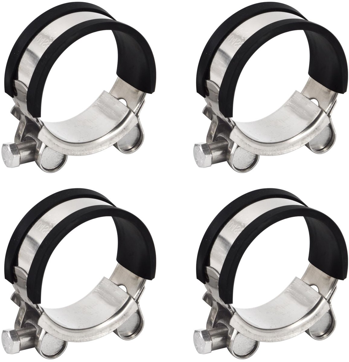 Dailygoods- Slangklemmen Heavy-Duty - 304 Roestvrij Staal - Verstelbare Klemmen - Rubber Voering - Lekvrije Afdichting - 4 Stuks - Buisbevestiging