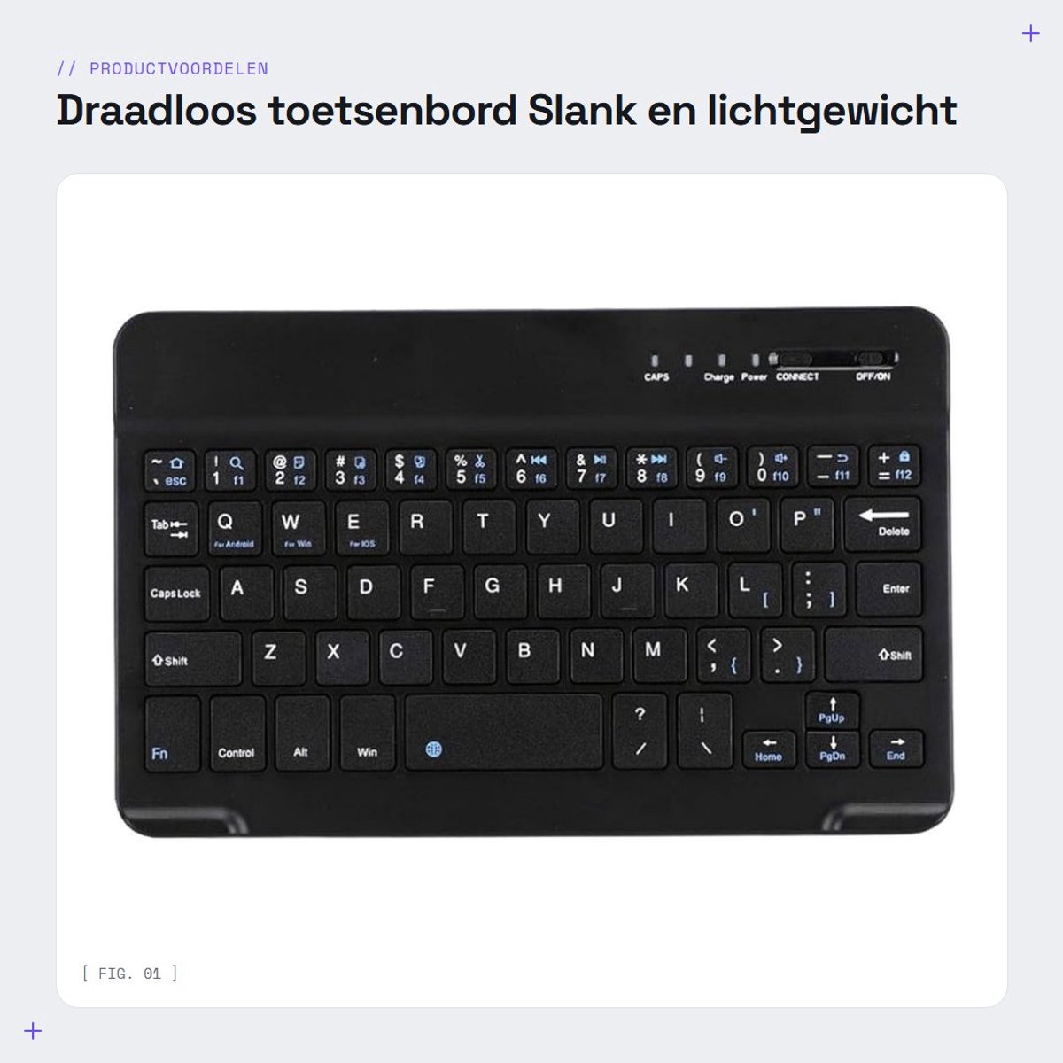 Dailygoods - Draadloos toetsenbord - Slank en lichtgewicht - Aluminium en draagbaar - Zwart - Geschikt voor smartphone, tablet en laptop - Ideaal voor...