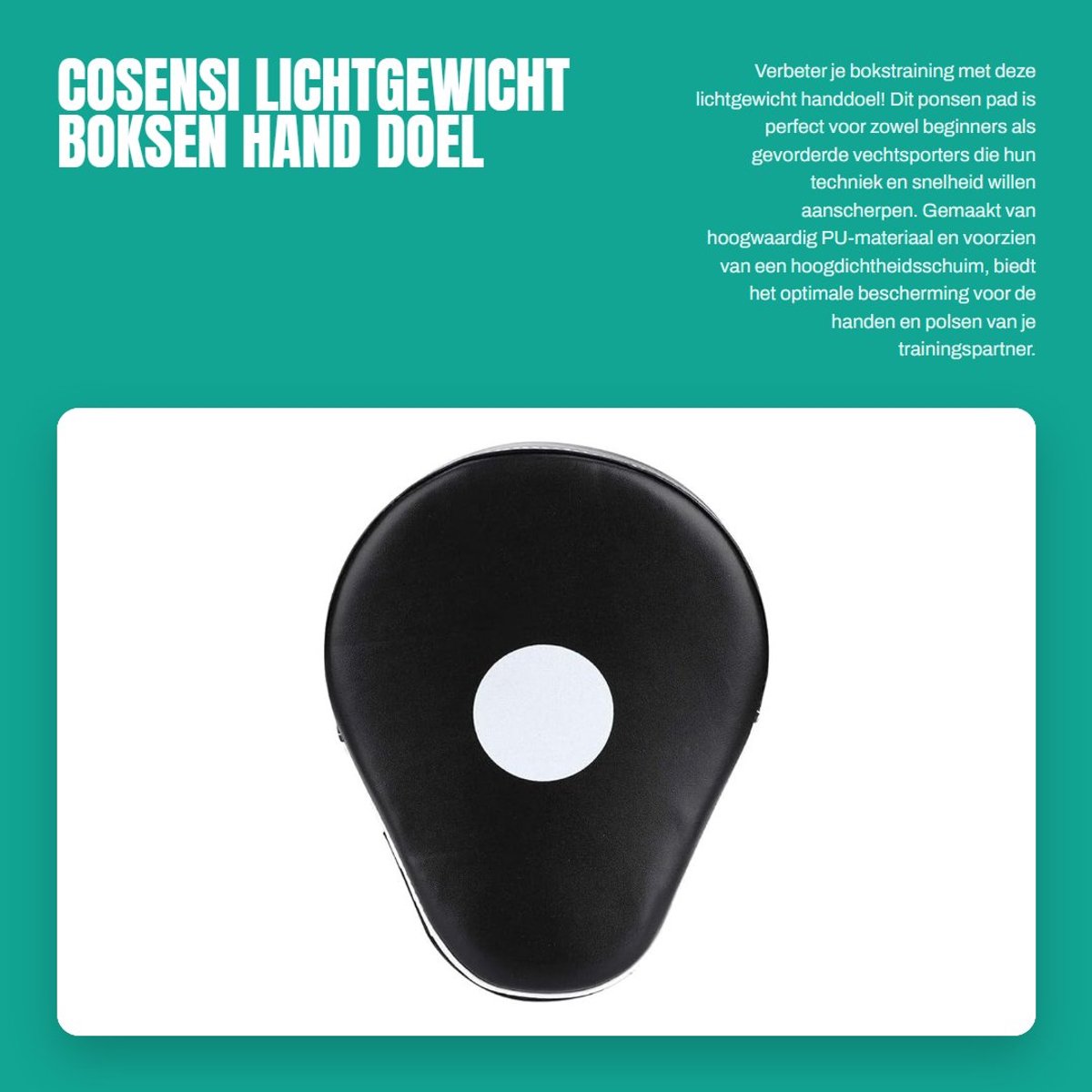 Dailygoods- Handschoen Ponsen Pad - Lichtgewicht Boksen - PU Materiaal - Schuim - Zwart/Wit - 25 x 20 x 7 cm - Stootkussen