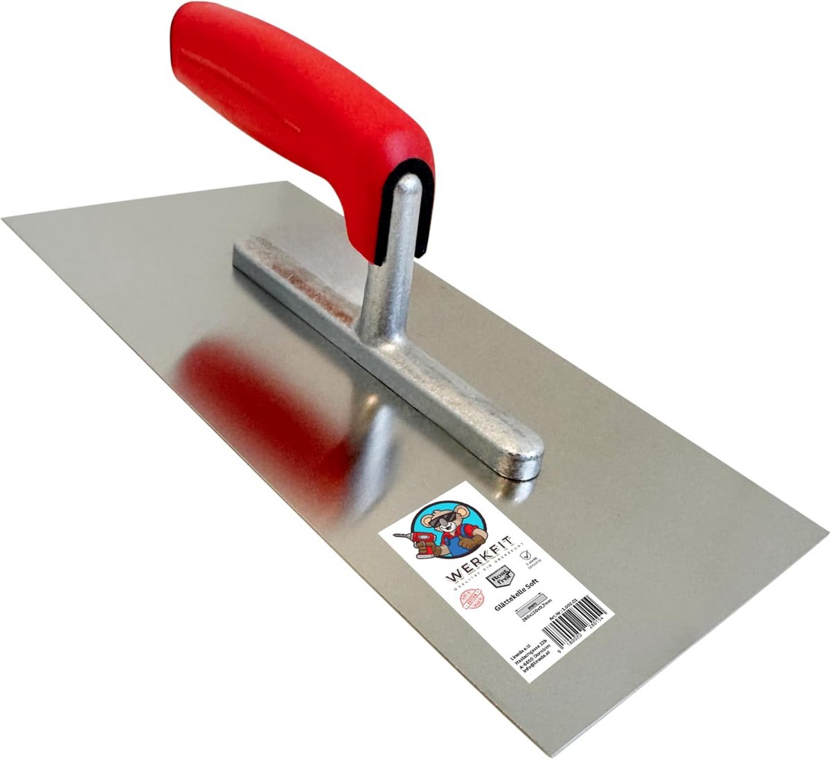 Gladstrijkijzer Roestvrij Staal - Plamuurmes Spatel - Muren Glad Maken - Ergonomische Grip - 280 x 130 mm - Zilver