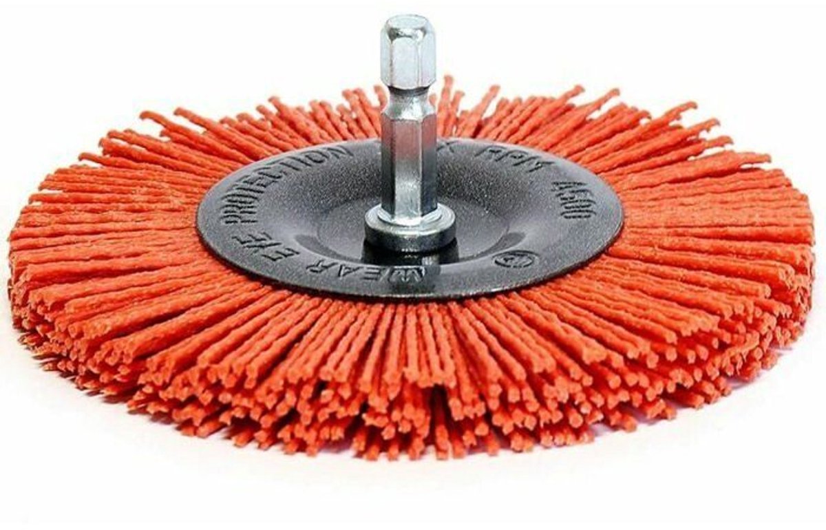 Schuurborstel - Groot - 100 mm - Sterk nylon - Zeshoekige korrel 14 - Multifunctioneel