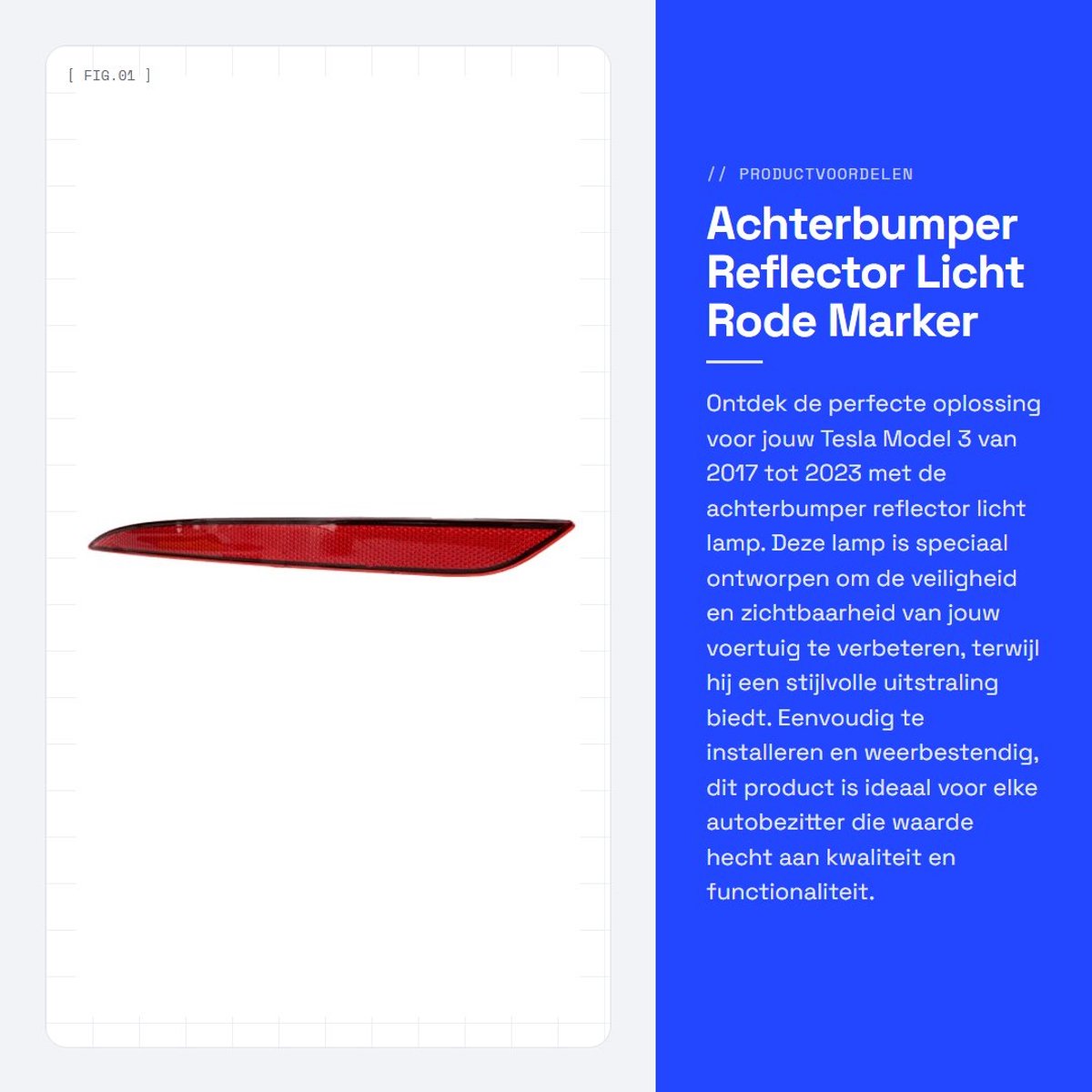 Dailygoods - Achterbumper Reflector Licht - Rode Marker Light - Eenvoudige Installatie - Rood - Weerbestendig - Geschikt voor Tesla Model 3 2017 tot 2023