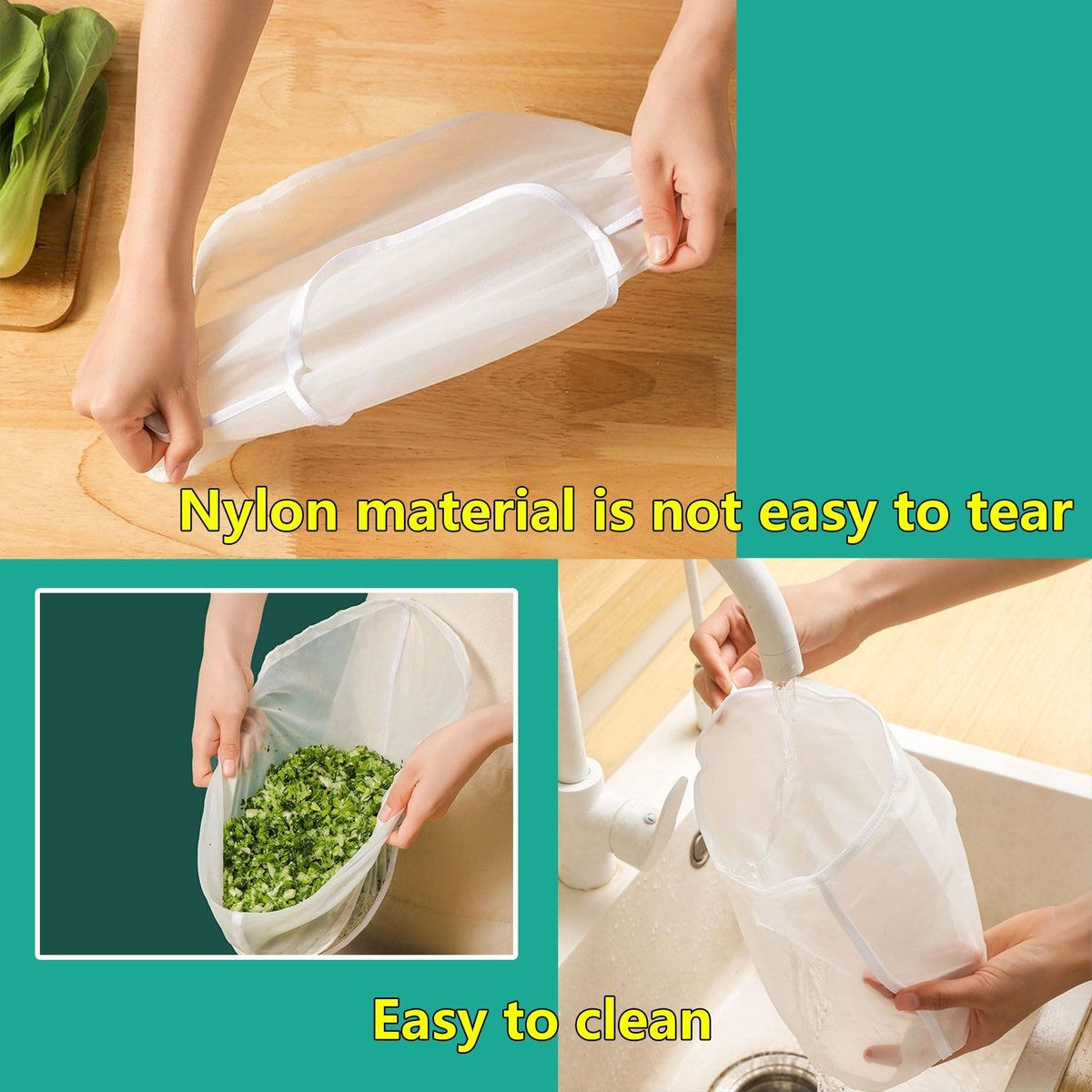 Dailygoods- Notenmelk Zakken - 4 Stuks Nylon - Fijne Mesh Filterdoek - Komvormige Filterzakken - Veilig Materiaal - Hoogwaardige Kwaliteit - Filterzak