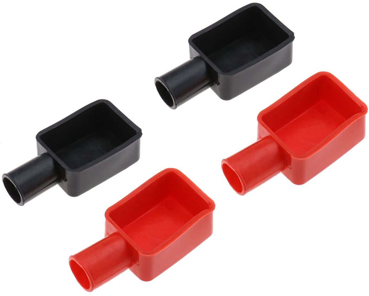 Dailygoods - Batterijterminalhoezen - Isolerende bescherming - Flexibel en duurzaam - Rood en zwart - Geschikt voor auto en marine - 2 paar
