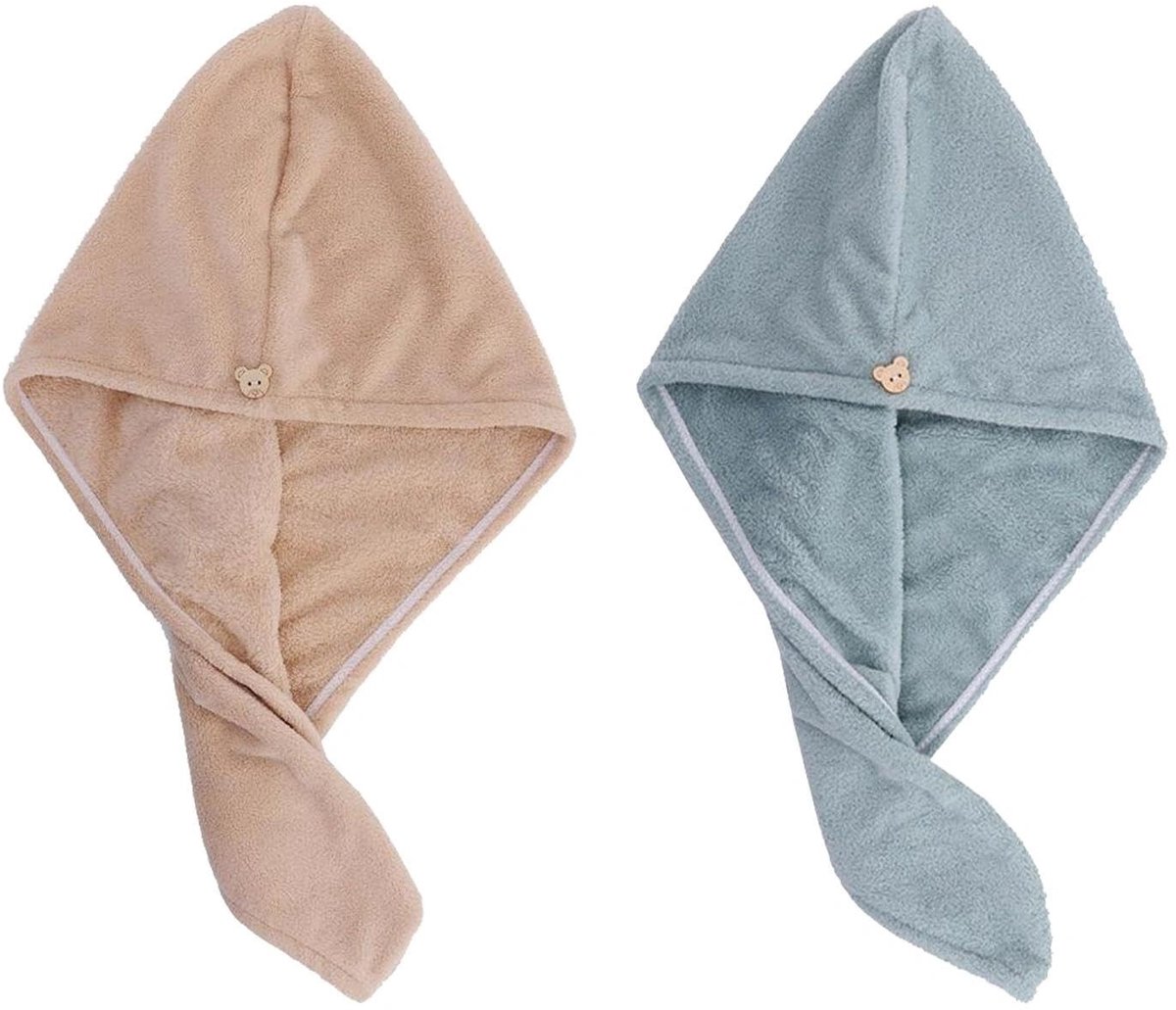 Dailygoods- Haardroogdoek - 2 Stuks - Geknoopt Design - Koraalfleece - Sneldrogend - Super Absorberend - Ultrap zacht - Haartulband