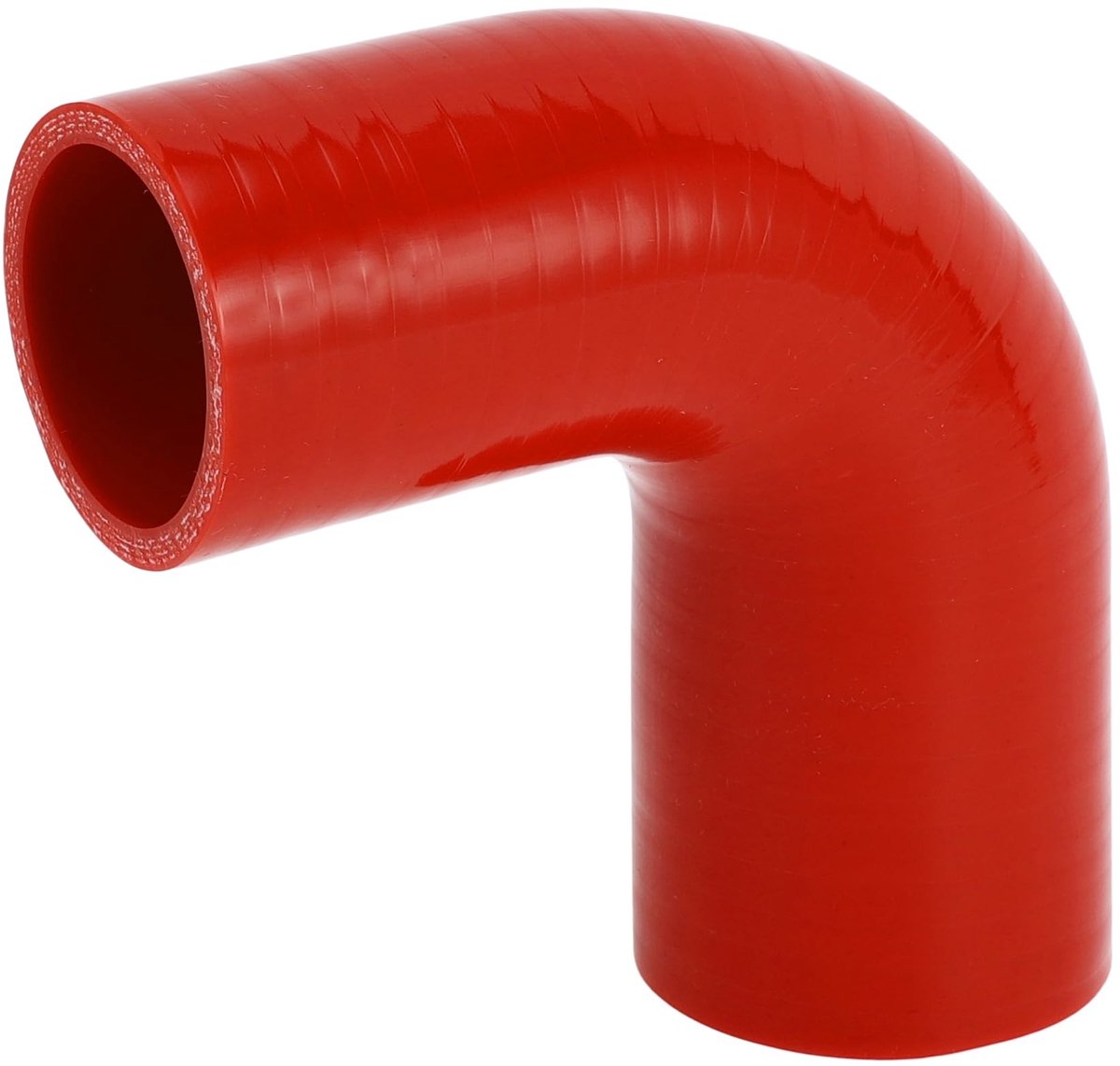 Dailygoods- Siliconen Slang 90 Graden - Binnendiameter 45 mm/51 mm - Lengte 100 mm - Meerlaags Weefsel - Temperatuurbestendig tot 300 ℃ - Rood - Koelslang