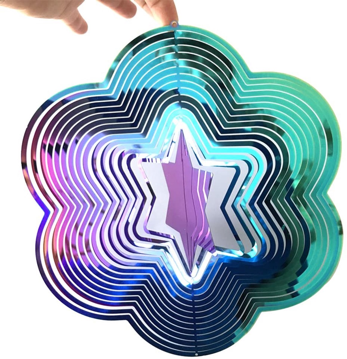 Dailygoods- Windspinner 3D Metalen - Roterend Ontwerp - Tuin Decoratie Voor Buiten - Windgong - Glanzend - Lichtgewicht Roestvrij Staal - Tuindecoratie