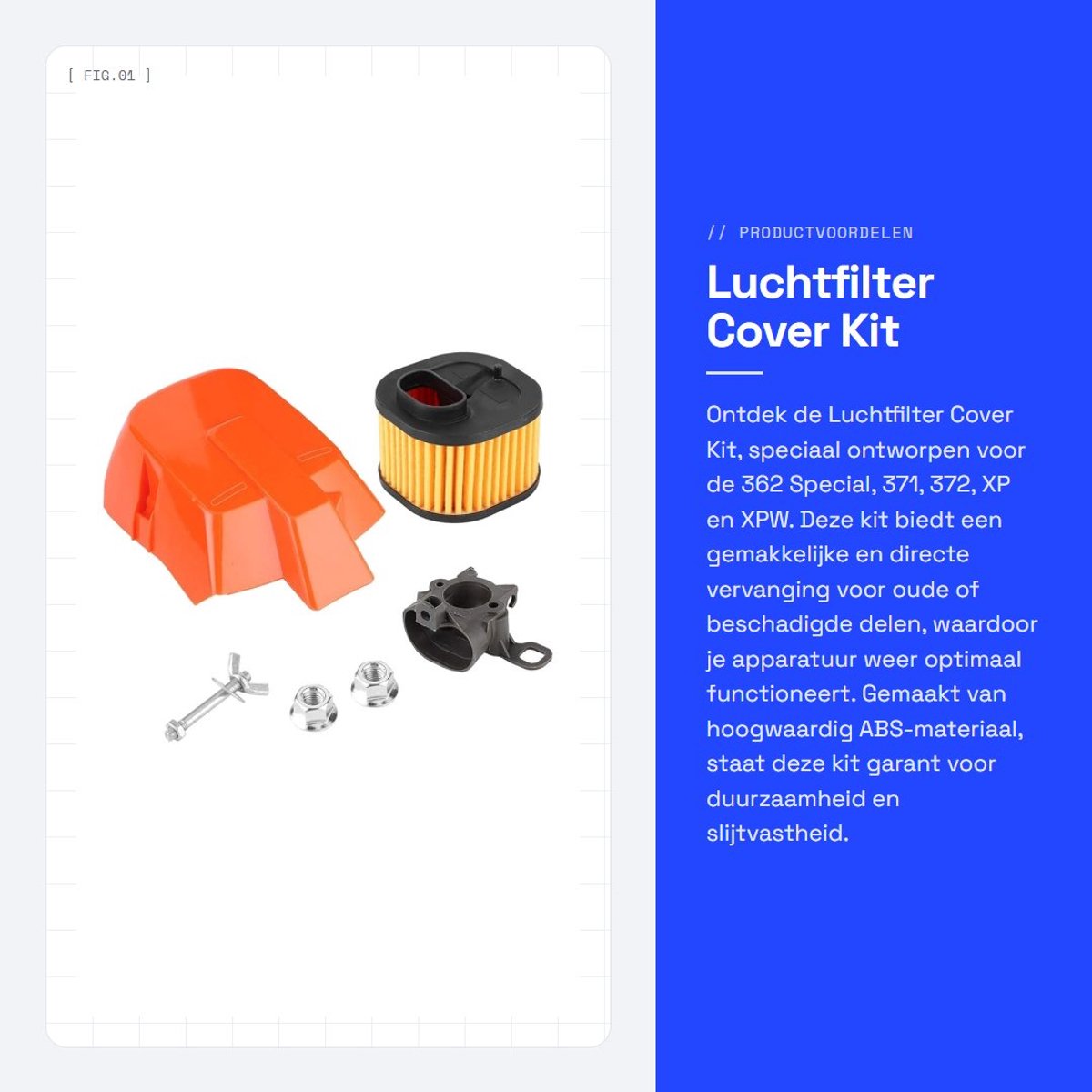 Dailygoods- Luchtfilter Cover Kit - Vervangingsonderdelen - Geschikt voor 362/371/372 XP/XPW - Hoogwaardig ABS-materiaal - Duurzaam en slijtvast - Eenvoudige installatie - Filterkap