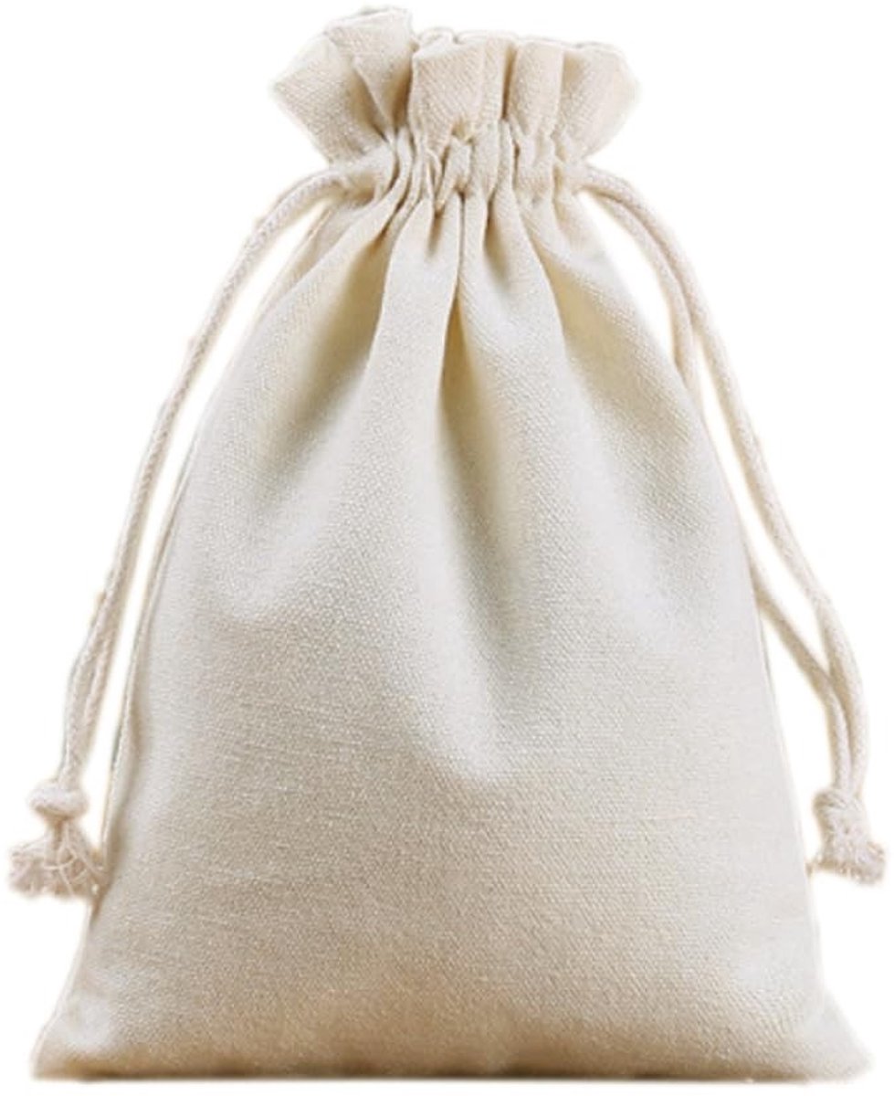 Dailygoods- Trekkoordzakjes 20 x 25 cm - Cadeautasjes - Inpakzakjes - Papieren zakjes - Organza zakjes - 10 stuks katoen - Cadeauzakjes