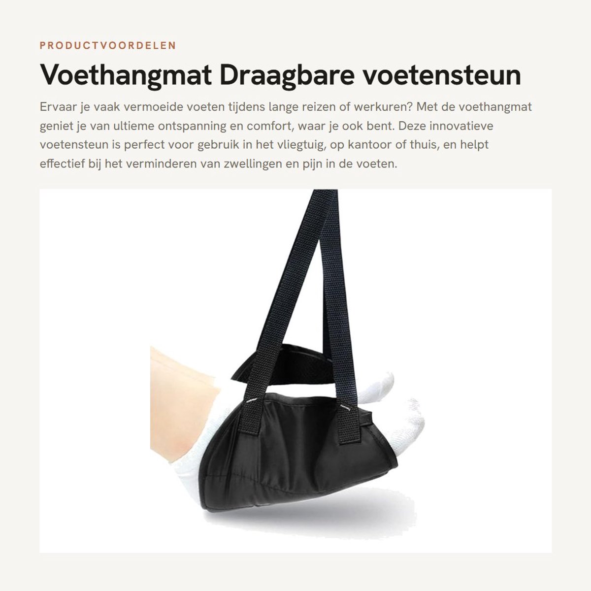 Dailygoods- Voethangmat Draagbaar - Voetensteun Vliegtuig - Voetensteun Kantoor - Voetensteun Verstelbaar - Hoge Elasticiteit - Ademend Mesh