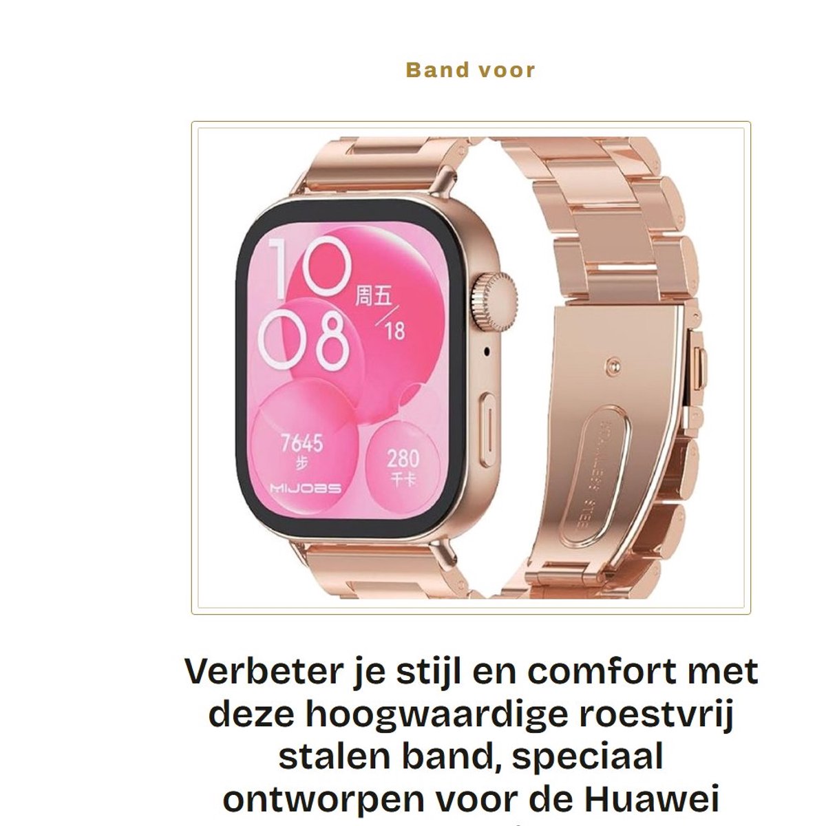 Dailygoods - Band voor Huawei Watch Fit 3 - Roestvrij staal - Slijtvast en licht - Vervangband - Stijlvol design - Geschikt voor dagelijks gebruik