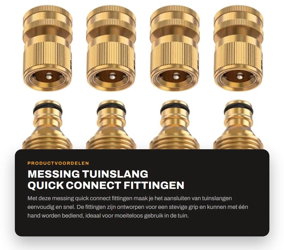 Dailygoods- Tuinslang Connector Massief Messing - Quick Connect Fitting - 3/4 Inch GHT - Eenvoudig te Installeren - Handbediening - Geschikt voor Tuinslangen - Slangconnector
