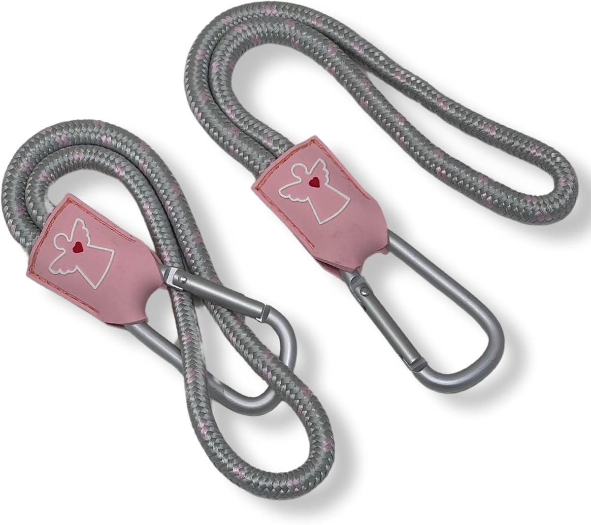 Kinderwagenhaken - Tashouders - Onderweg organiseren - Gemaakt van gerecycled PET - 2 stuks 60 cm - Roze