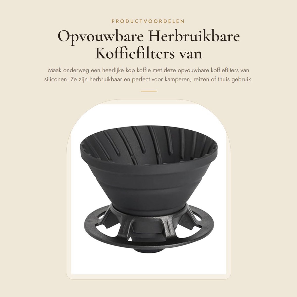 Dailygoods- Koffiefilter Herbruikbaar - Opvouwbaar Siliconen - Compact voor Reizen - Temperatuurbestendig - Geschikt voor Thuis en Kantoor - Ruimtebesparend - Koffiezetapparaat