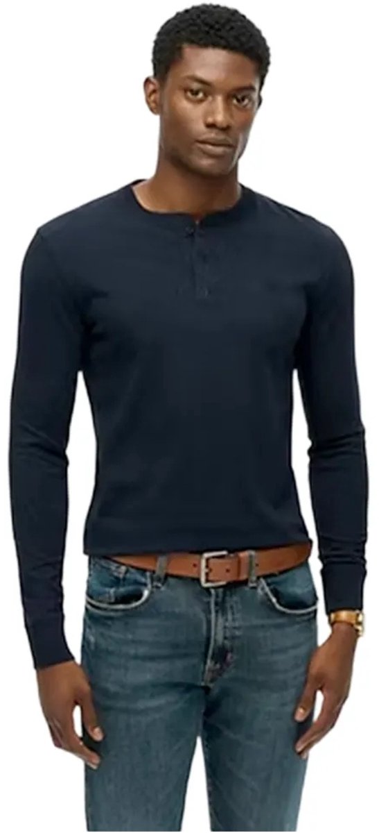 Superdry Classic Essential Grandad Top Heren Tops Marineblauw