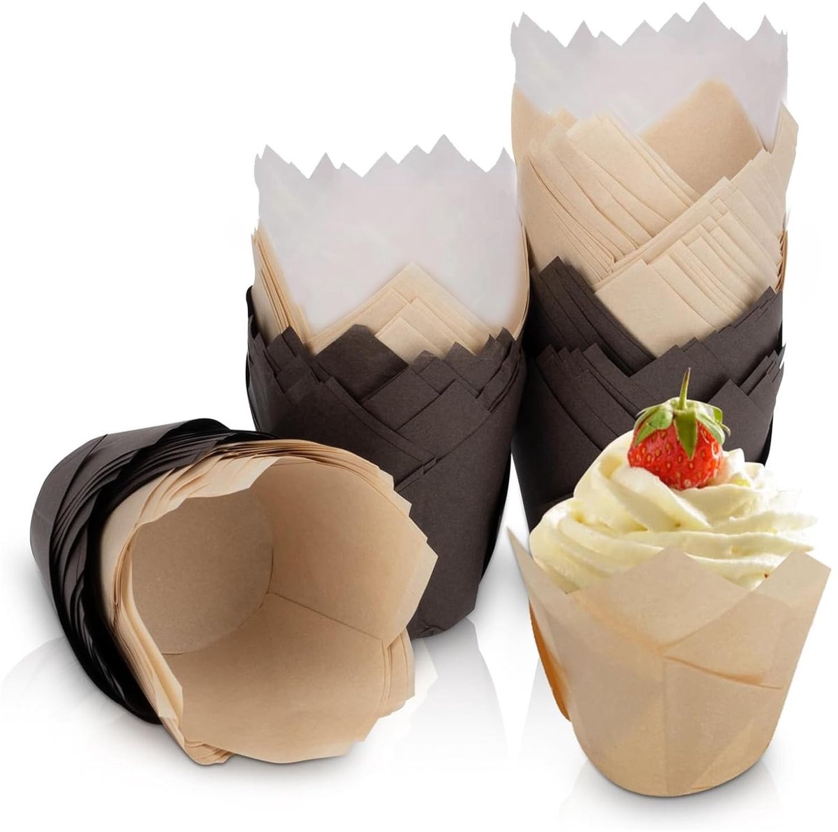 Dailygoods- Cupcake Bekers 150 Stuks - Tulpen Bakpapier - Wegwerp