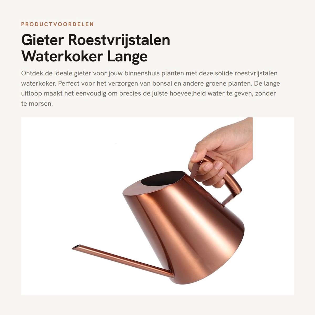 Dailygoods- Gieter 900 ml - Roestvrijstalen Structuur - Lange Uitloop - Ergonomische Handgreep - Duurzaam - Corrosiebestendig - Waterkan