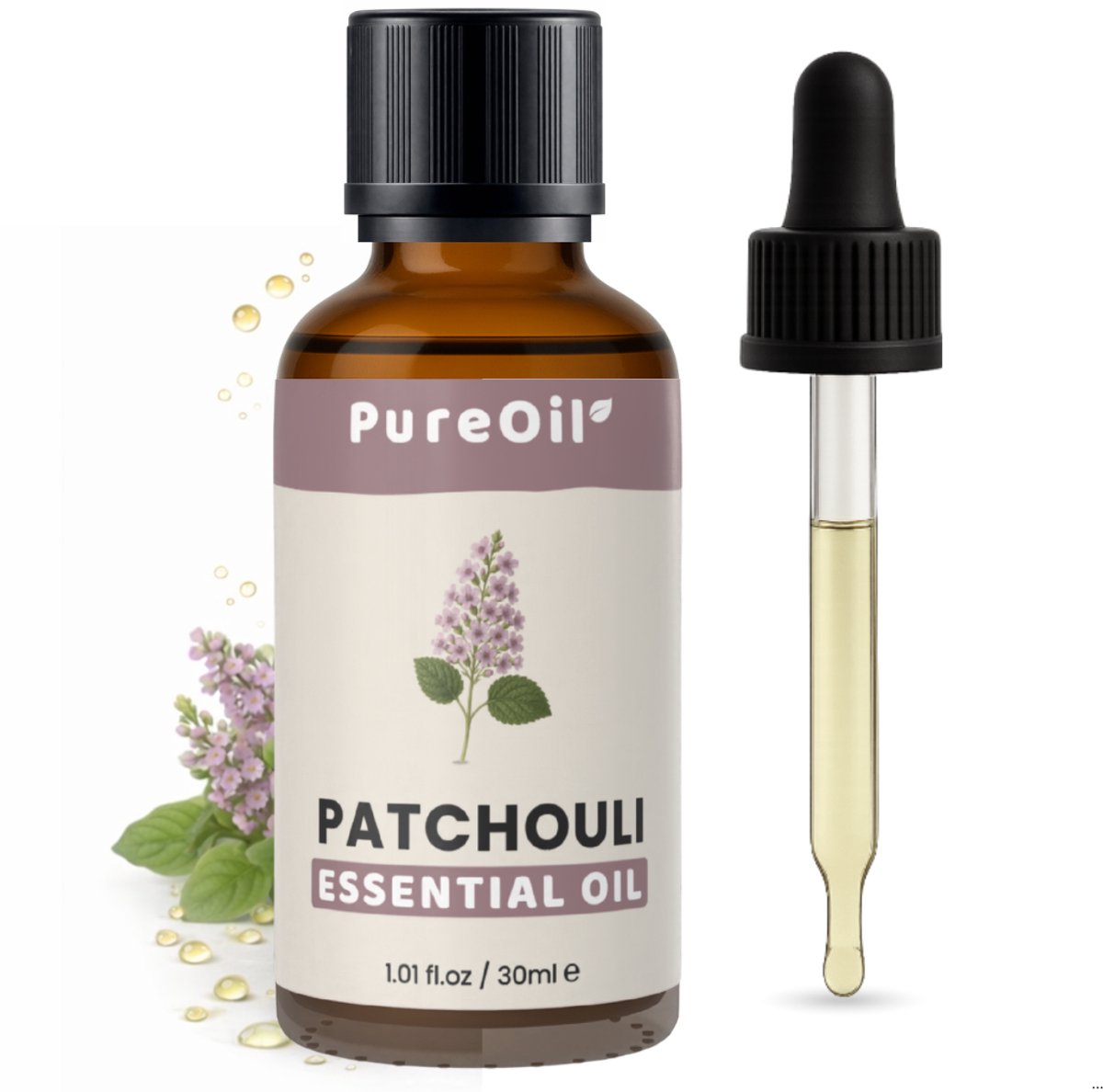 PureOil – Patchouli Etherische Olie – 30ml – 100% Puur, Natuurlijk & Vegan – Patchouli Voor Haar | Huid | Gezicht | Scalp | Diffuser | Aromatherapie | Saunsa | Geurolie - Incl. Ebook