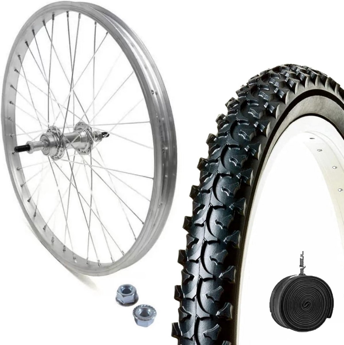 Achterwiel Fiets - Compleet Wiel - Mountainbiken - Inclusief Band - 26 Inch - Zilver