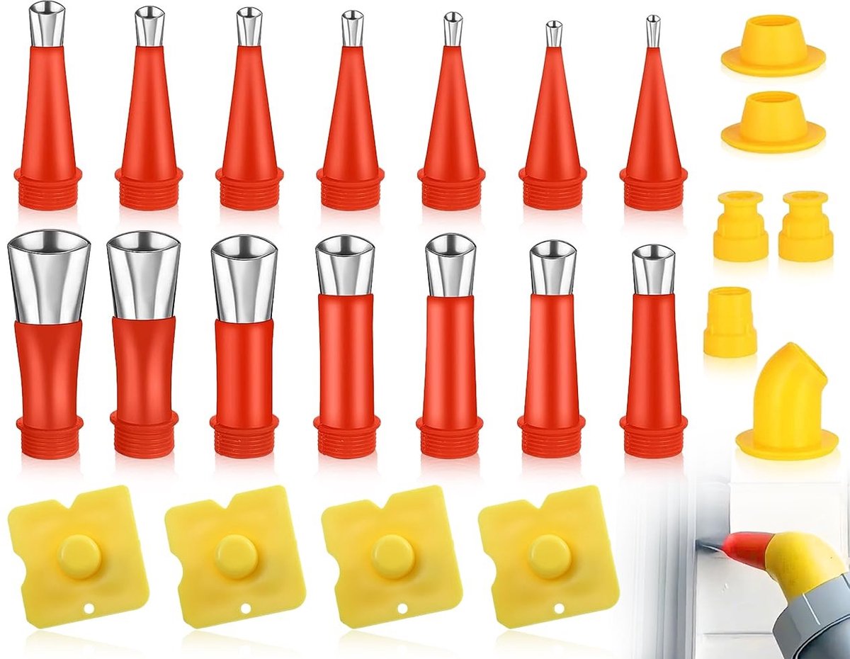 Dailygoods- Afdichtingsmondstukken 24 stuks - Roestvrij Staal - Sokkels - Schrapers - Multifunctioneel - Corrosiebestendig - Sproeiers