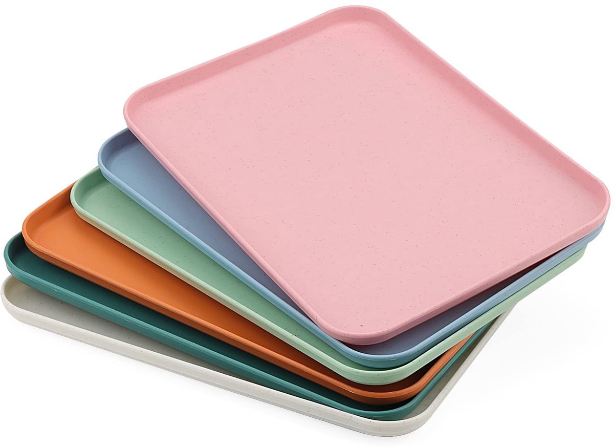 Dienbladen Set - Serveerschalen Plastic - Eten Serveren - Glad Gepolijst - 31x22 cm - 6 Kleuren