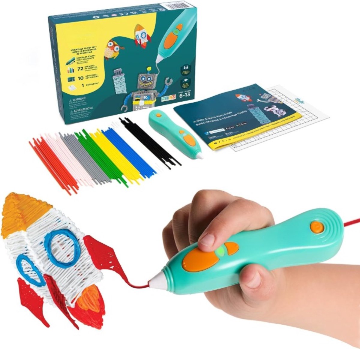 RUX® 3D Pen Starterspakket - 3D Pen - Blauw - 24cm x 16cm x 7cm