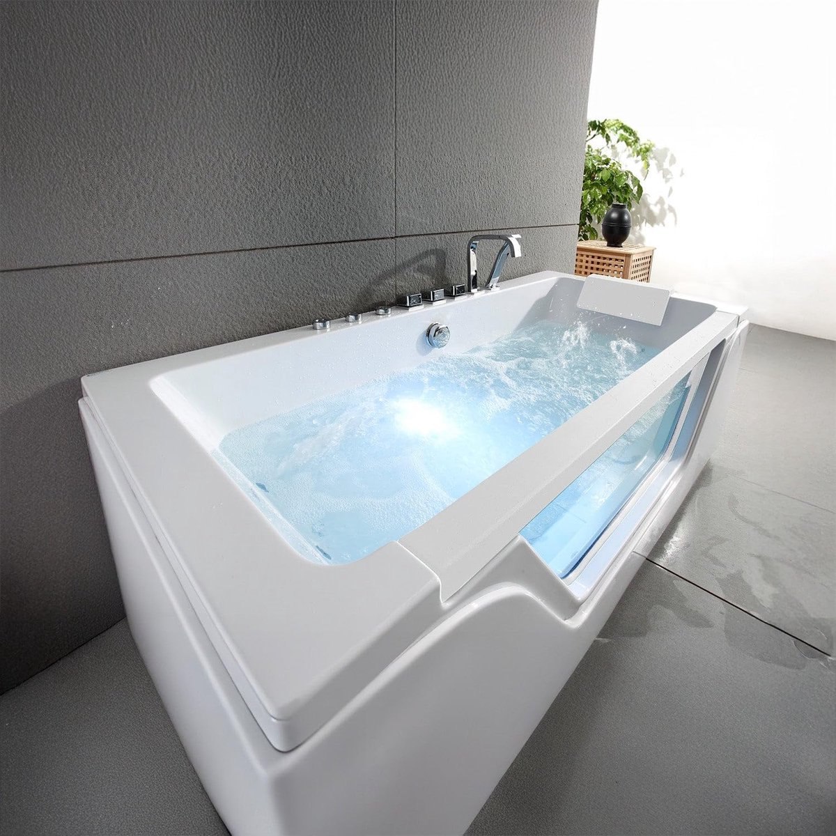 Whirlpool Bad Tahiti White Jets 170 x 78 x 60 cm – Luxe Rechthoekig Hydromassage Bad van Acryl, 210L Bubbelbad met 18 Jets, Indoor Jacuzzi Ligbad, Modern Wellness Bad Wit – Vermissen