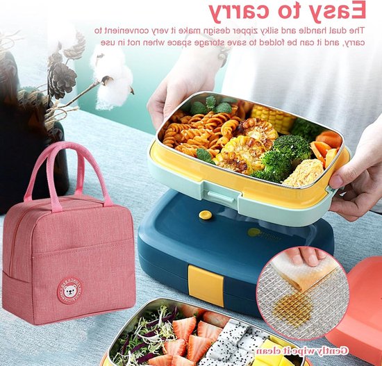 Kleine Koelbox Set van 2 Stuks, 6.2 L, Dubbel Laags, Dikke Lunchtas, Opvouwbaar voor Picknicks, Kantoor en School — afbeelding 2