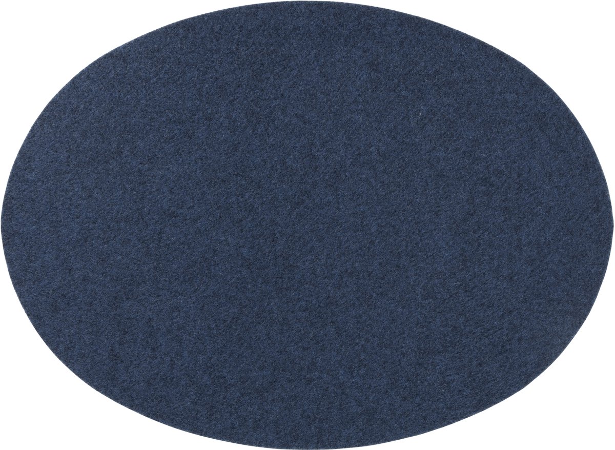 2 Vilten Placemats Ovaal + 2 Onderzetters Donkerblauw 45x33cm