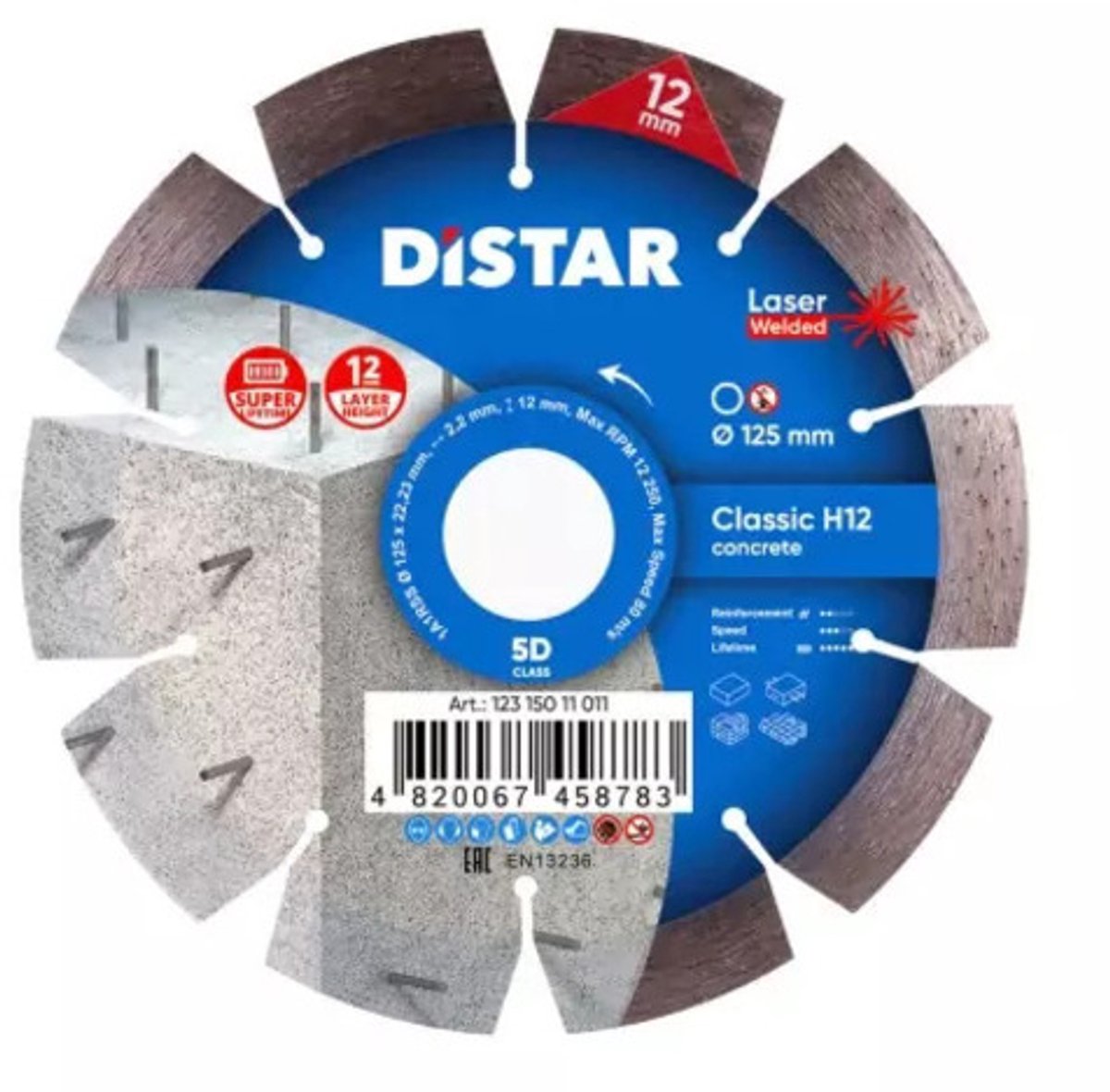 Distar Classic H12 - Diamanten Zaagblad - 125 mm - Segmentschijf - Voor Beton
