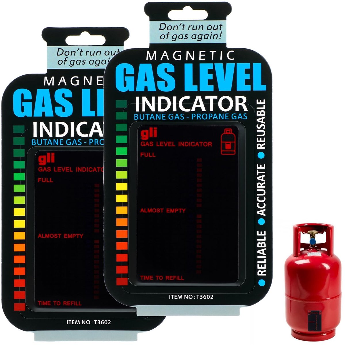 MTTProducts - Gas Level Indicator - Propaan Tank Meter - Herbruikbaar - Zwart - Brandstofmeter Sticker - Voor Thuis en Buiten - 2 Stuks