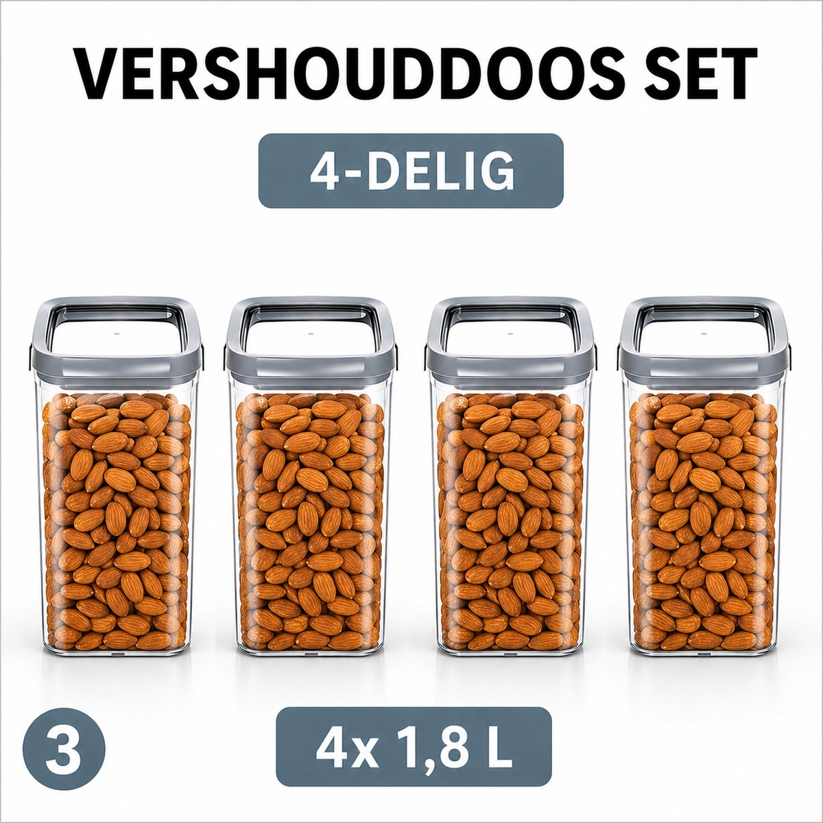Curver - 4x Vershouddoos van 1,8 L - Dry Food Storage