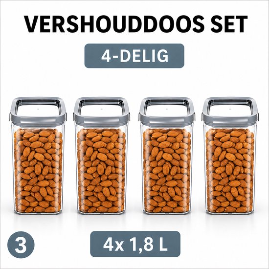 Curver - 4x Boîte de conservation de 1,8 L - Dry Food Storage