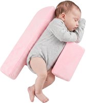 BimbelBoo - Coussin de couchage latéral Bébé - Coussin de couchage latéral Bébé - Housse lavable incluse - Rose - 0 à 6 mois - Coussin en rouleau - Coussin de couchage - Cadeau de maternité - Coussin Bébé tête plate