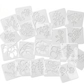 Wit kunststof hobby sjablonen set 20 stuks bloemen en planten patronen schilder sjabloon voor DIY decoratie muren hout canvas en knutselen herbruikbaar