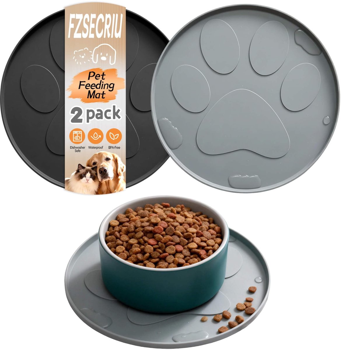 Seb3 - Hond - Voedingsmat - Eet in een schone omgeving - 2 Stuks - Siliconen Mat - Bescherming tegen voedselresten - Geschikt voor alle hondenra...