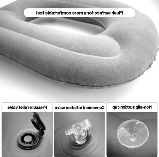 Opblaasbare Toilettenzitting met Zuignap - Comfortabele Zitting voor Volwassenen, Senioren en Gehandicapten, Inclusief Handpomp en Ondersteuning — afbeelding 2