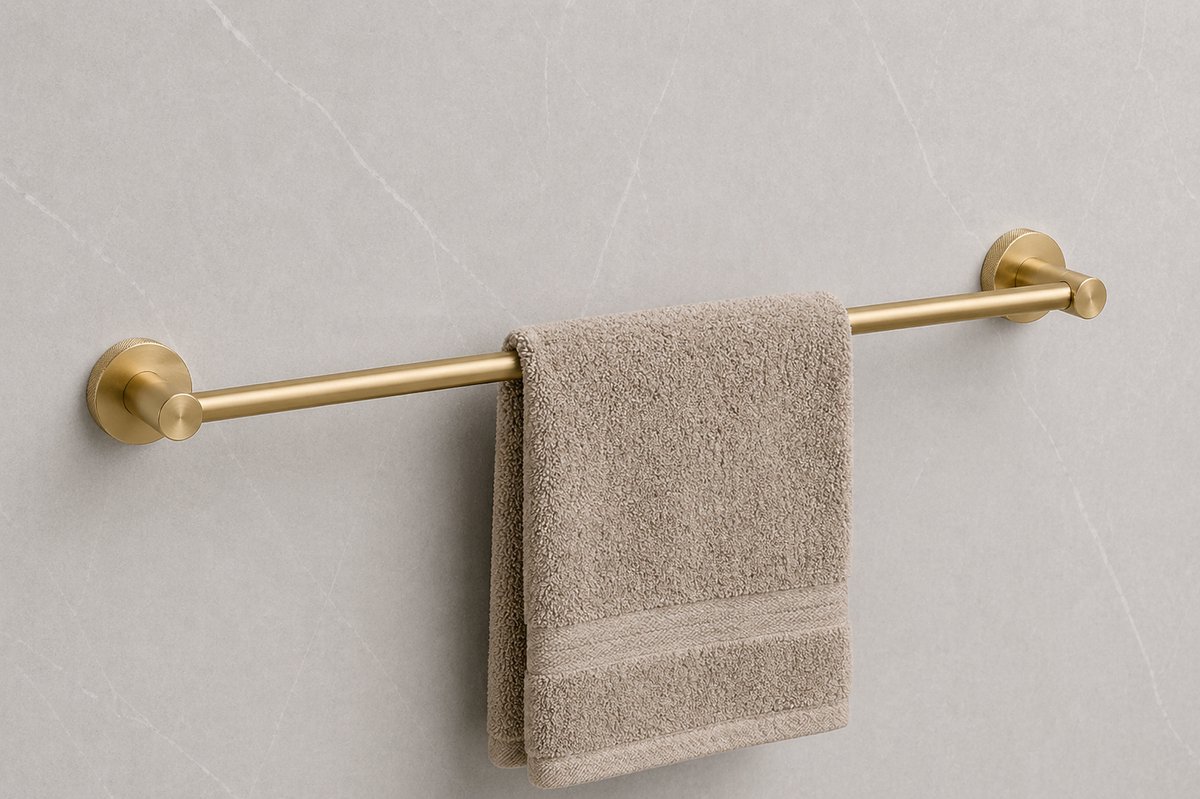 Blue Label Facet - Handdoekhouder / Handdoekrek 45 cm - Geborsteld Goud - Wandmontage - Badkamer