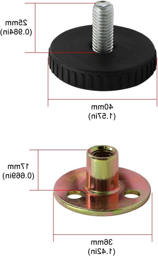 Verstelbare Meubelpoten Set van 4, Hoogte 26-40mm, Krasbestendige Steunpoten voor Tafels, Kasten en Bedden, Ideaal voor Meubelverhoging en Stabiliteit — afbeelding 5