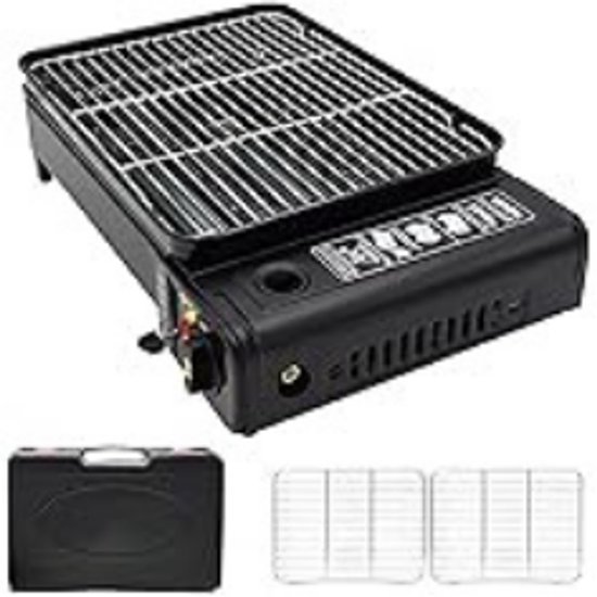 Gas bbq-Camping kooktoestel-2-in-1 Draagbaar campingkooktoestel en gasgrill-Accessoireset en koffer + 4 gaspatronen van 227 g. — afbeelding 3
