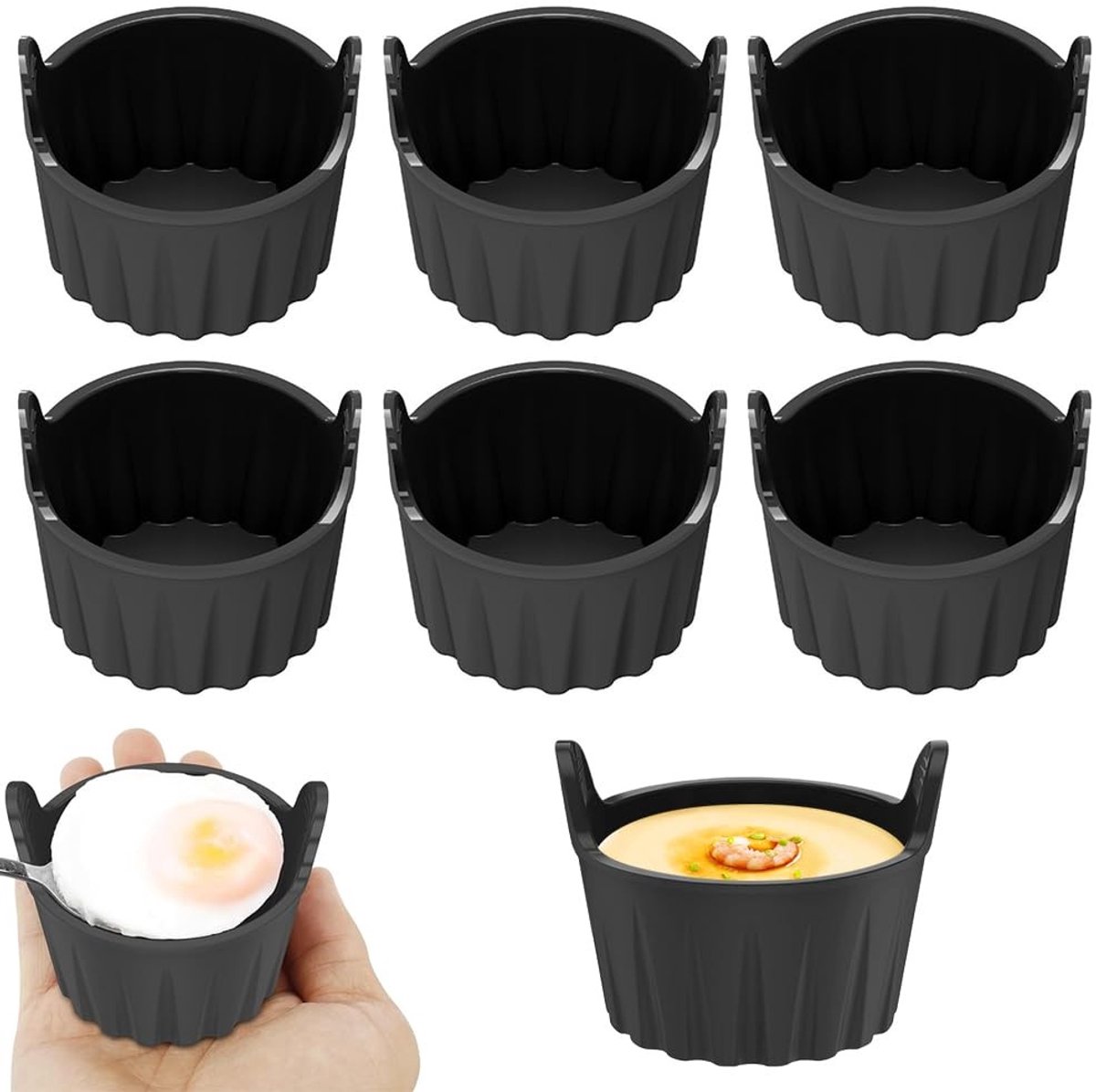 NTHProducts - Silicone Muffin Moulds - Herbruikbare Bakvormen - Ideaal voor Air Fryer - 6 Stuks - Eivormige Mallen - Geschikt voor Oven en Magnetron