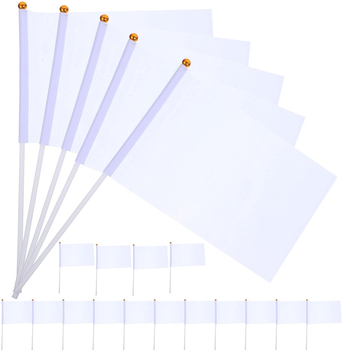 Dailygoods- Stickervlaggen 20 stuks - Witte Vlaggen - Polyester - Ideaal voor Feesten - Sportevenementen - Eenvoudig te Monteren - Afmetingen 14 x 21 cm