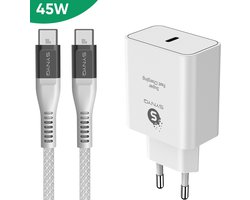 Synyq 45W GaN2 Snellader - 1,5 m USB-C 100W oplaadkabel - Gecertificeerd - Super Fast Charging 2.0 - USB C Adapter - Snellader usb c - Usb c lader - Usb c oplader - Universeel - Wit