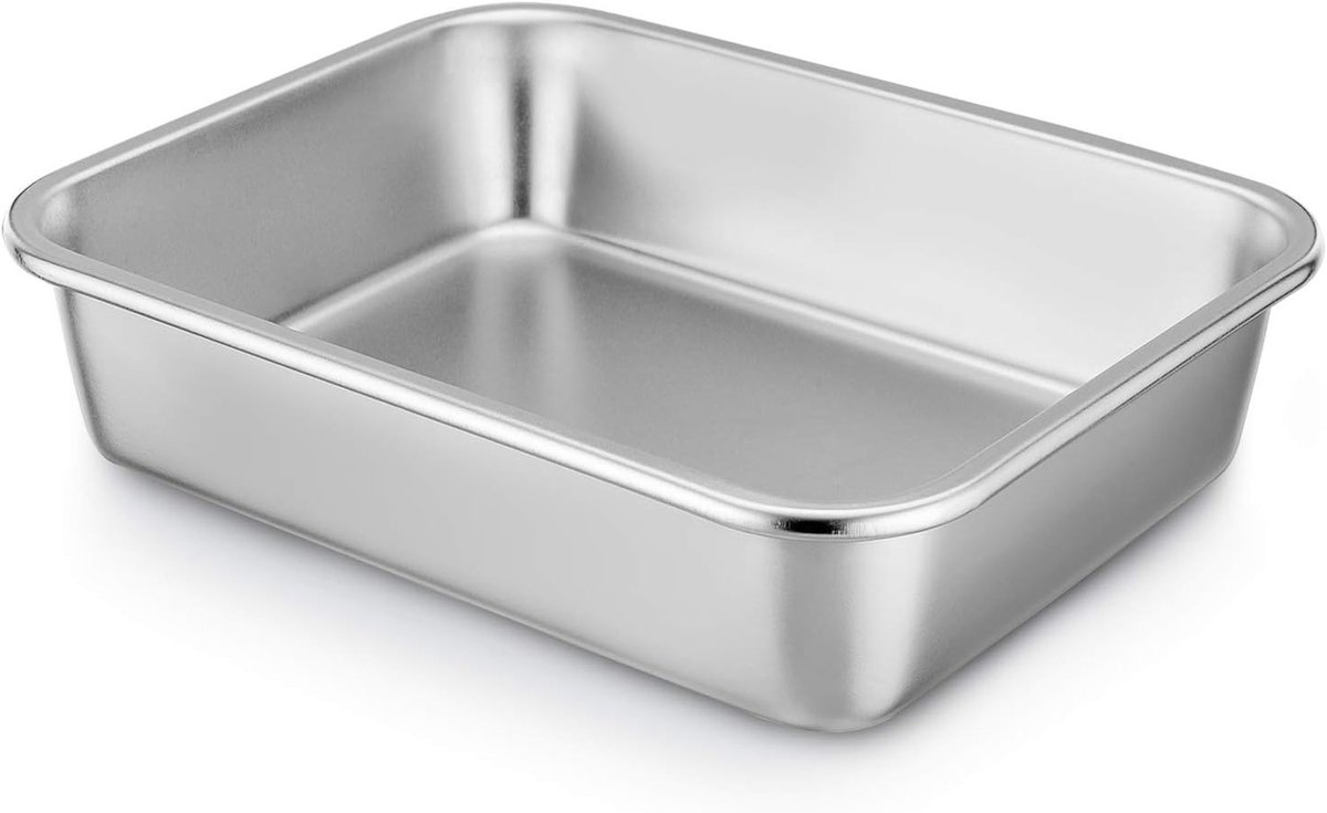 Grote RVS Ovenschaal 32,5 x 25,5 x 8 cm, Ideaal voor Lasagne, Brownies en Casseroles, Vaatwasserbestendig en Duurzaam
