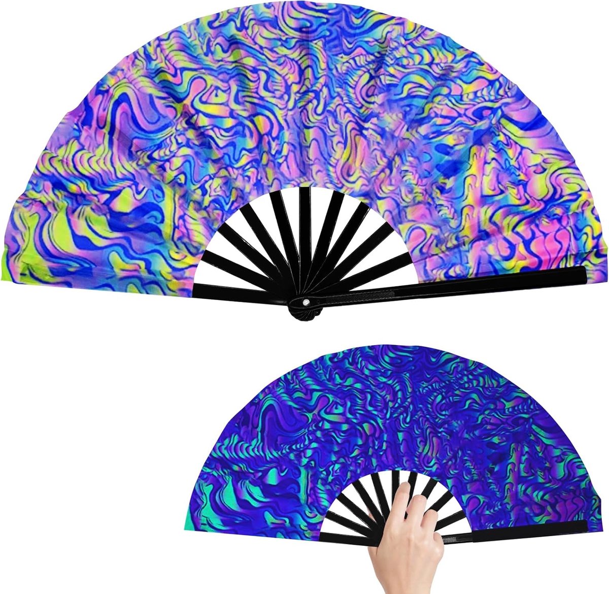 Handwaaier - Spaanse Handwaaier - Verkoeling Waaiers voor Zomerse Themperatuur - Waaier Festival - Chinese Waaier - Festival Waaier - Verkoelend - Handventilator - Tegen Opvliegers - 1 Stuk - Zwart met Stoffen Hoesje en Kwastje - van Imperatoris