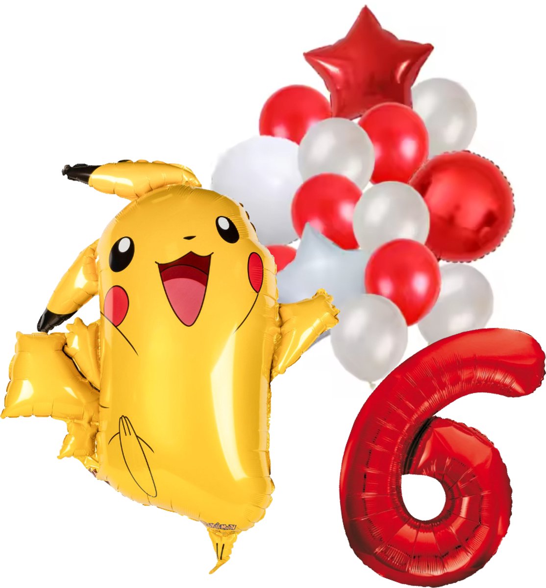 Pokemon ballon set - 62x78cm - Folie Ballon - Pokemon - Pikachu - Themafeest - 6 jaar - Verjaardag - Ballonnen - Versiering - Helium ballon