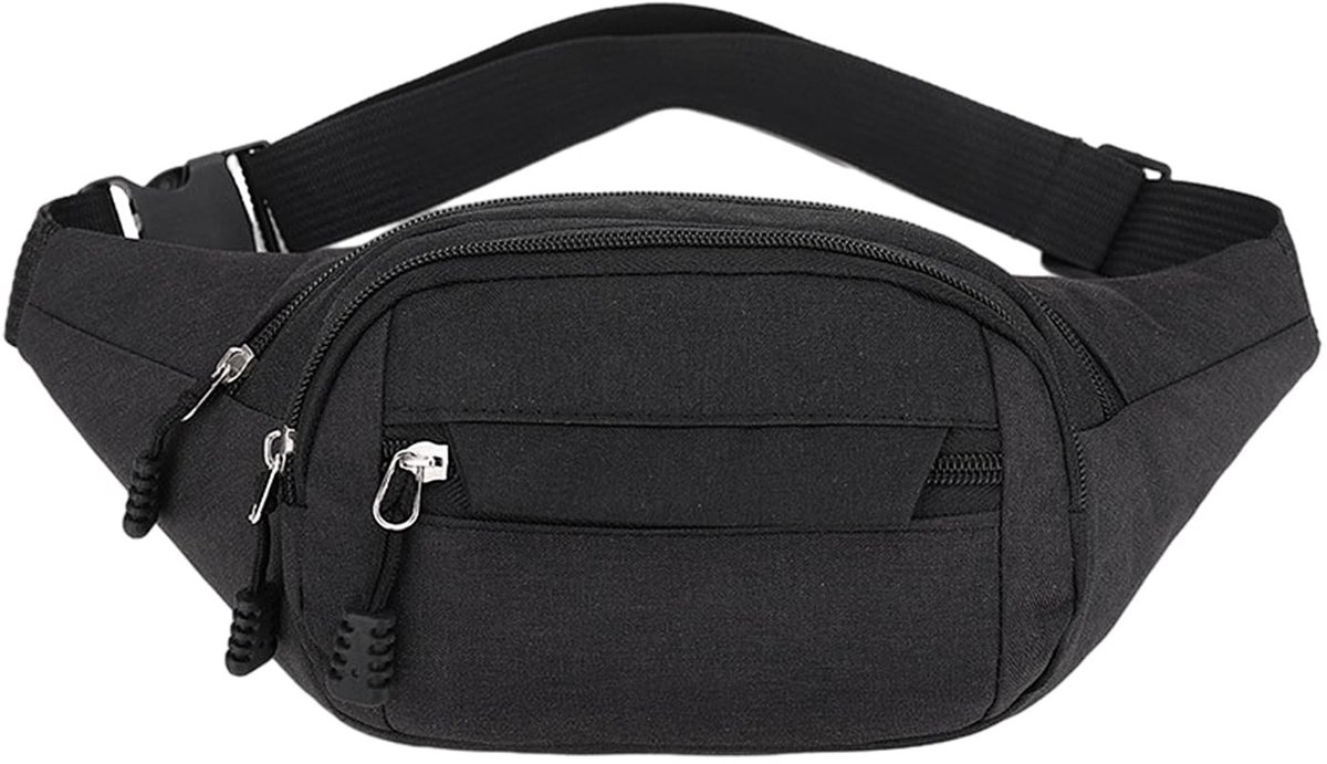 Allecto - Heuptas - Waterdicht - Verstelbare schouderriem - Zwart - Casual heuptas - Geschikt voor reizen, sport en winkelen - 28x14x10 cm